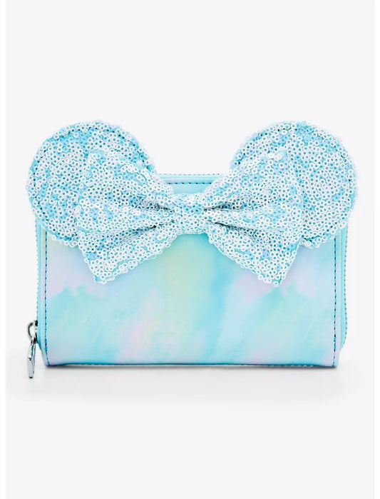 Minnie Mouse Ears Blue Sequin Bow Wallet