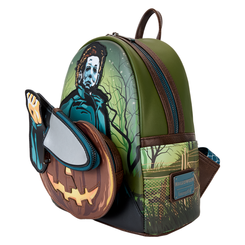 Halloween Michael Myers Pumpkin Glow Mini Backpack With Coin Bag