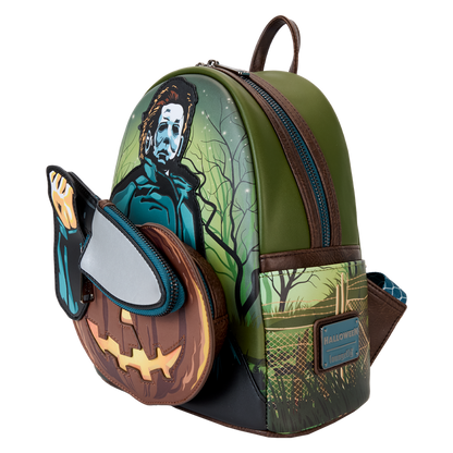 Halloween Michael Myers Pumpkin Glow Mini Backpack With Coin Bag