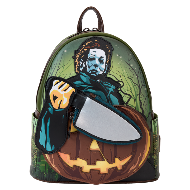 Halloween Michael Myers Pumpkin Glow Mini Backpack With Coin Bag