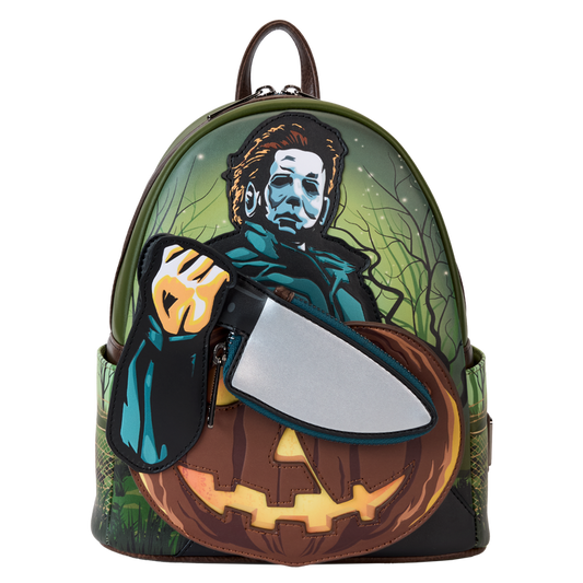 Halloween Michael Myers Pumpkin Glow Mini Backpack With Coin Bag